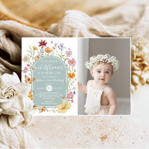 Wildblume 2. Geburtstag Party Einladung