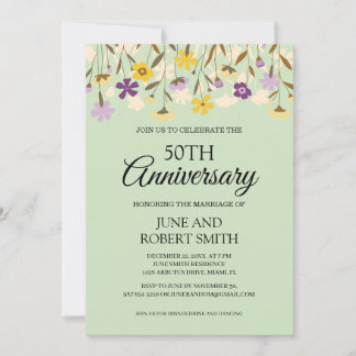 Wildblume 50. Hochzeitstag Einladung