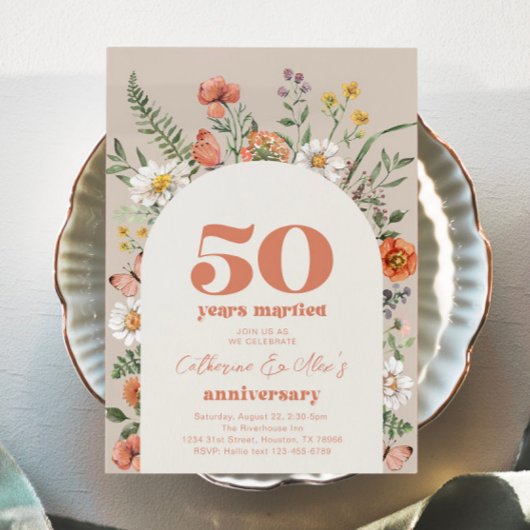 Wildblume 50. Hochzeitstag Einladung