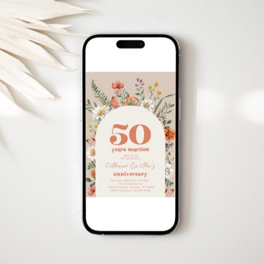 Wildblume 50. Hochzeitstag Einladung