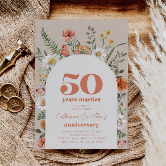 Wildblume 50. Hochzeitstag Einladung