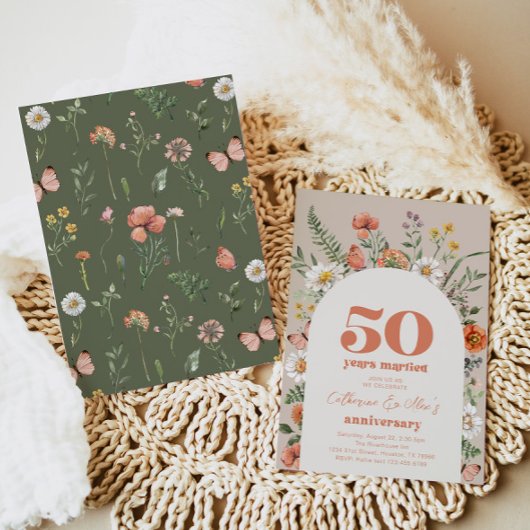 Wildblume 50. Hochzeitstag Einladung
