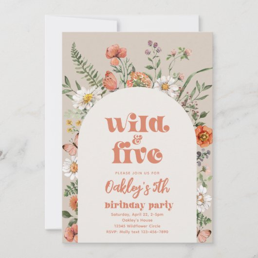 Wildblume 5. Geburtstagsparty Einladung (Vorderseite)