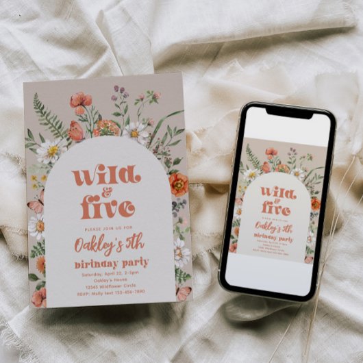 Wildblume 5. Geburtstagsparty Einladung
