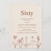 Wildblume 60 Beige Terracotta 60. Geburtstag Einladung (Vorne/Hinten)