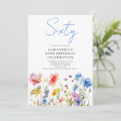 Wildblume 60. Geburtstag Einladung (Stehend Vorderseite)