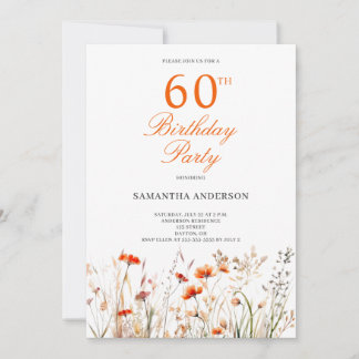 Wildblume 60. Geburtstagsparty Einladung
