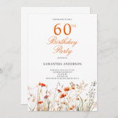 Wildblume 60. Geburtstagsparty Einladung (Vorne/Hinten)