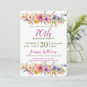 Wildblume 70. Geburtstag Einladung (Stehend Vorderseite)