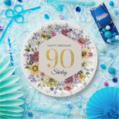 Wildblume 90. Geburtstag Personalisiert Pappteller (Party)