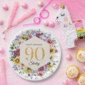 Wildblume 90. Geburtstag Personalisiert Pappteller (Party)