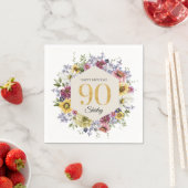 Wildblume 90. Geburtstag Personalisiert Serviette (Beispiel)