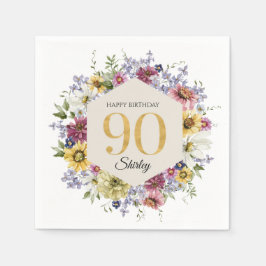 Wildblume 90. Geburtstag Personalisiert Serviette