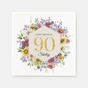 Wildblume 90. Geburtstag Personalisiert Serviette