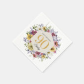 Wildblume 90. Geburtstag Personalisiert Serviette (Ecke)