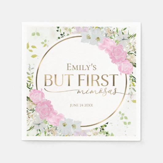 Wildblume, aber erstes Mimosas-Brautparty Serviette (Vorderseite)