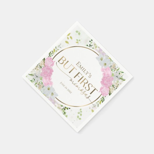 Wildblume, aber erstes Mimosas-Brautparty Serviette (Ecke)