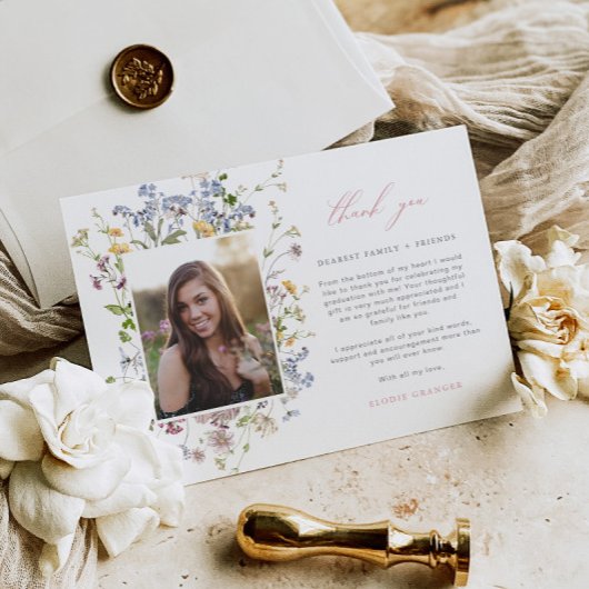 Wildblume Abschluss Danke, Card 3 Fotos Boho Dankeskarte