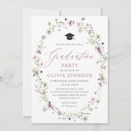 Wildblume Abschluss Einladung Ankündigung (Vorderseite)