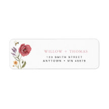 Wildblume-Adresse Etikett Floral Pink Boho Blume