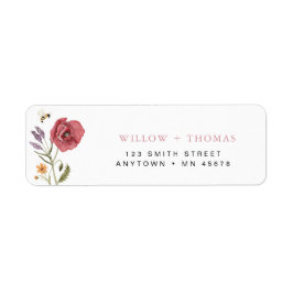 Wildblume-Adresse Etikett Floral Pink Boho Blume
