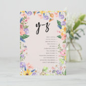 Wildblume Alphabet Sitzkarte Hochzeitkarte Einladung (Stehend Vorderseite)