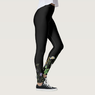 Wildblume an der schwarzen Grenze Leggings