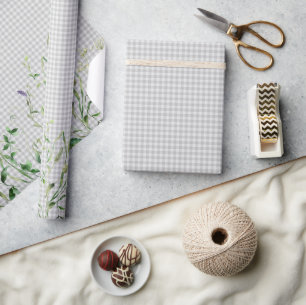 Wildblume an der Silver Gingham-Grenze Geschenkpapier