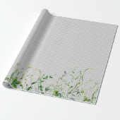 Wildblume an der Silver Gingham-Grenze Geschenkpapier (Ungerollt)