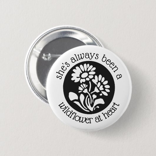 "Wildblume an Herzen" 2,25" runder Knopf Button (Vorne & Hinten)