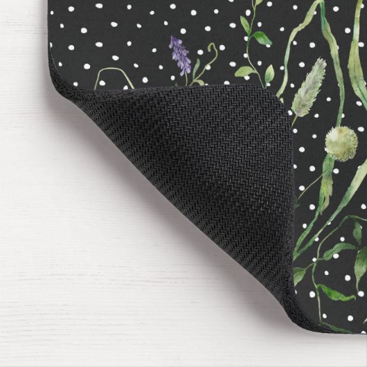 Wildblume an Polka-Punkten Mousepad (Ecke)