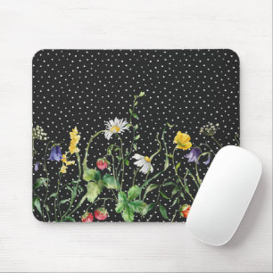 Wildblume an Polka-Punkten Mousepad