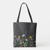 Wildblume an Polka-Punkten Tasche (Rückseite)