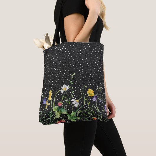 Wildblume an Polka-Punkten Tasche (Von Nahem)