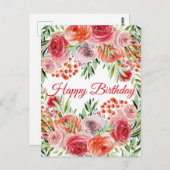 Wildblume Aquarell Blumenbeere Geburtstag Postkart Postkarte (Vorne/Hinten)