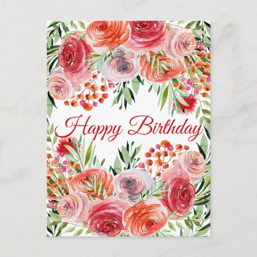 Wildblume Aquarell Blumenbeere Geburtstag Postkart Postkarte (Vorderseite)