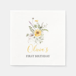 Wildblume Aquarell Blumengebirge erster Geburtstag Serviette