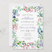 Wildblume Aquarell Blumengebirge Foto zum ersten G Einladung (Vorderseite)