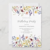 Wildblume Aquarell Blumengeburt Einladung (Vorderseite)