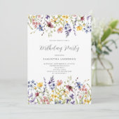 Wildblume Aquarell Blumengeburt Einladung (Stehend Vorderseite)