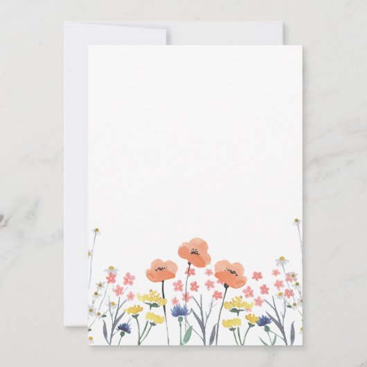 Wildblume Aquarell Blütendusche Einladung (Rückseite)