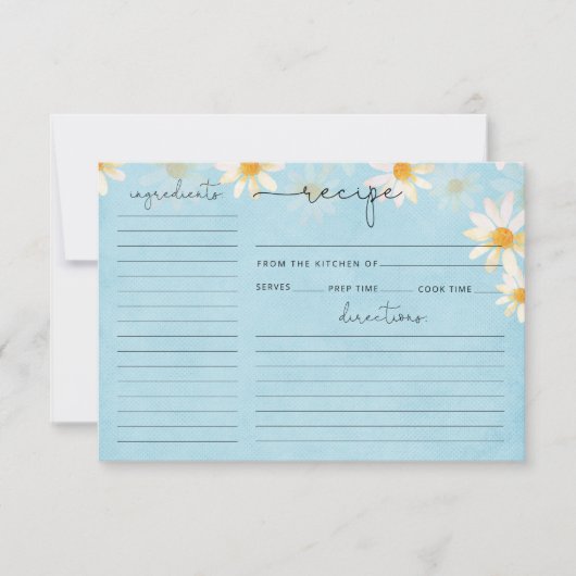 Wildblume Aquarell Brautparty Rezept Karte (Vorderseite)