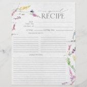 Wildblume Aquarell Brautparty Rezept Seite (Rückseite)