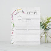 Wildblume Aquarell Brautparty Rezept Seite (Stehend Vorderseite)