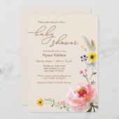 Wildblume Aquarell Floral Boho Chic Einladung (Vorne/Hinten)