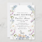 Wildblume Aquarell Soft Print Baby Dusche Einladung (Vorderseite)