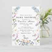 Wildblume Aquarell Soft Print Baby Dusche Einladung (Stehend Vorderseite)