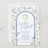 Wildblume Aquarellblau Hochzeit Probe Einladung (Vorderseite)