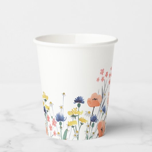 Wildblume Aquarellblütendusche Babydusche Pappbecher (Links)