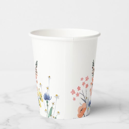 Wildblume Aquarellblütendusche Babydusche Pappbecher (Rechts)